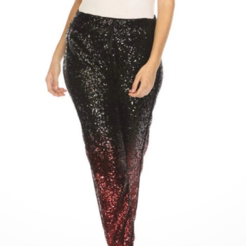 Johnny Was Black Sequin Jogger Pants NWT Medium